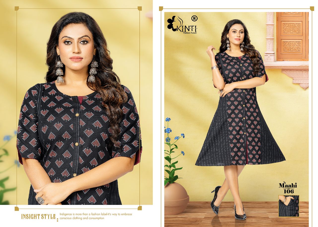 Kinti Maahi Ethnic Wear Princess Cut Wholesale Cotton Kurtis Catalog